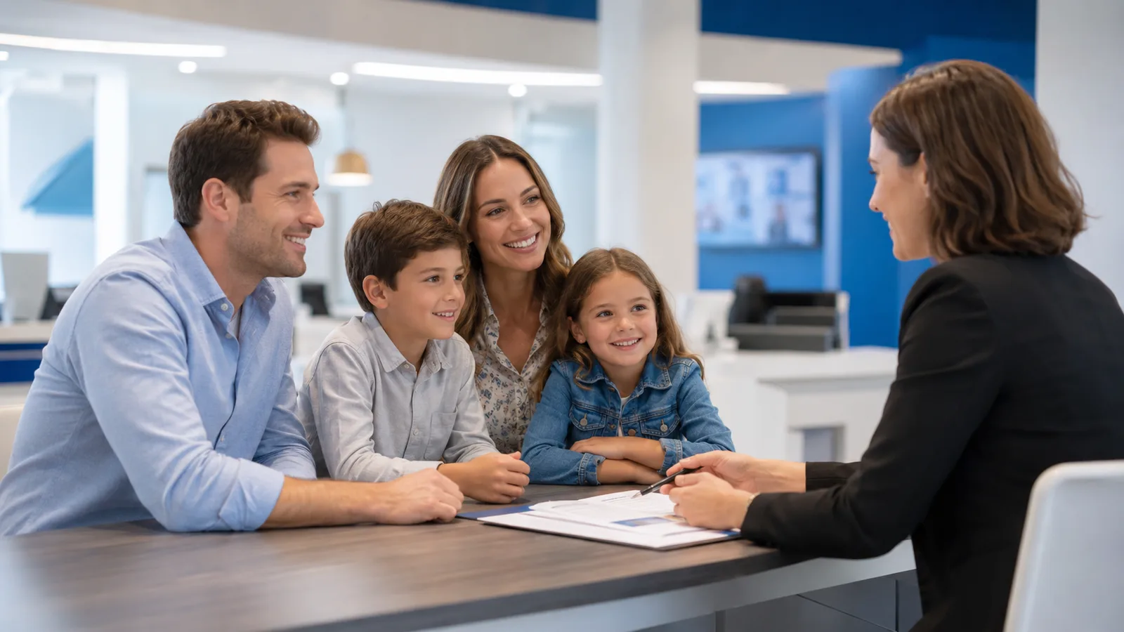 Family receiving personal banking guidance